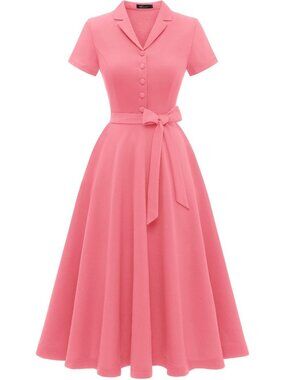 Wedtrend Women's Short Sleeve Cocktail Party Dress Work Church Dress -Peach